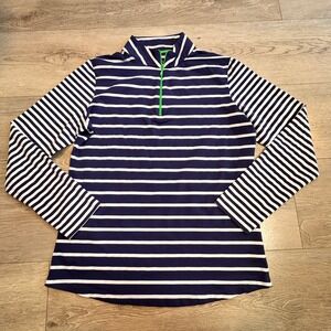 IBKUL Womens Quarter Zip Pullover Long Sleeve Golf Athletic Top Medium M Blue